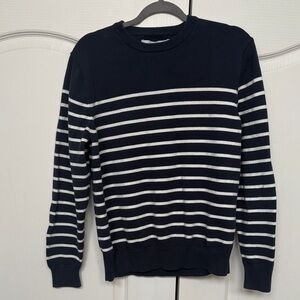 Amazon Essentials Navy and White Striped Crewneck Sweater
